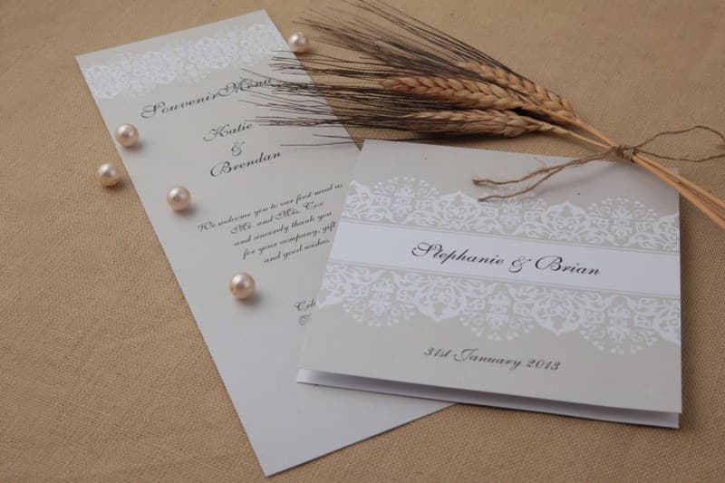 Wedding invitation with a small bundle of wheat